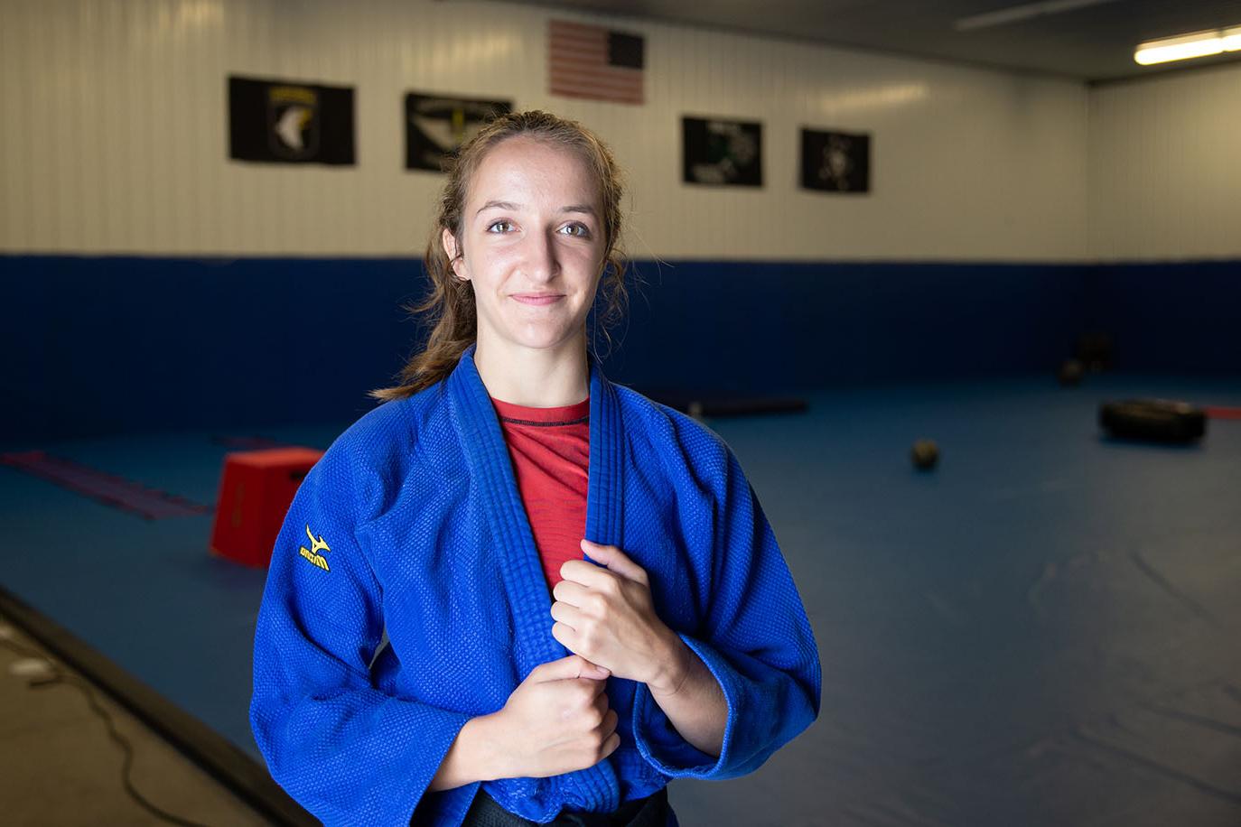 Brinna Lavelle poses in Judo studio